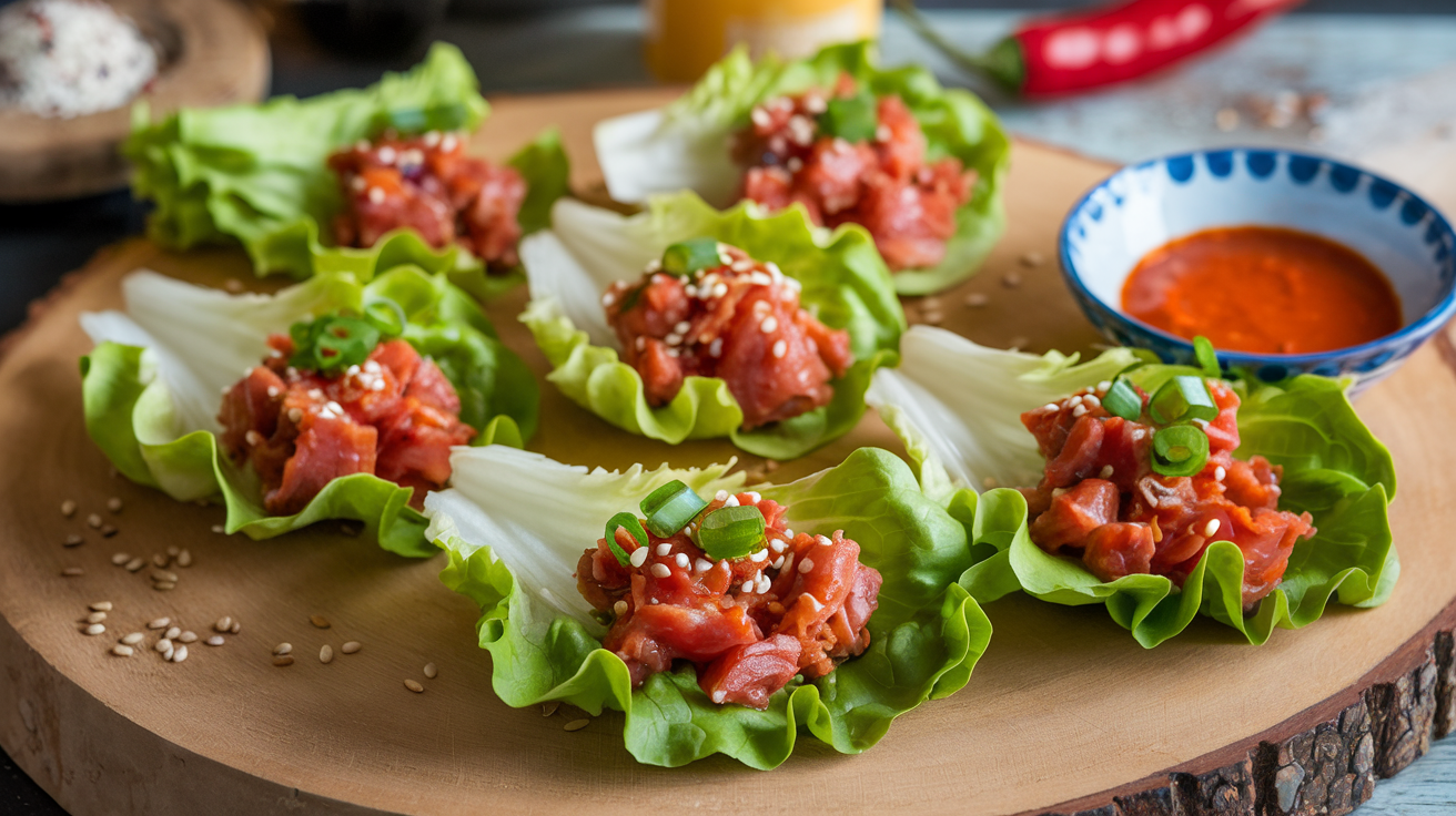 spicy tuna lettuce wraps