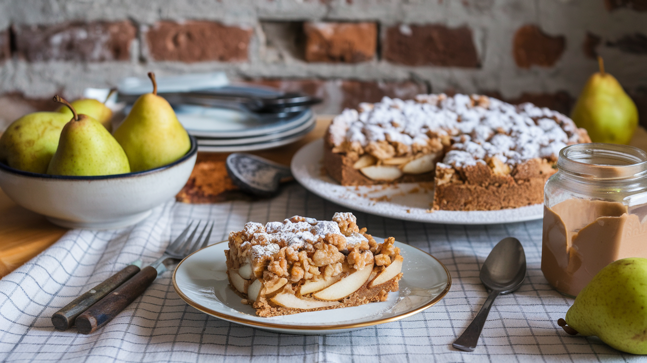 a keteo almond butter and pear crumble