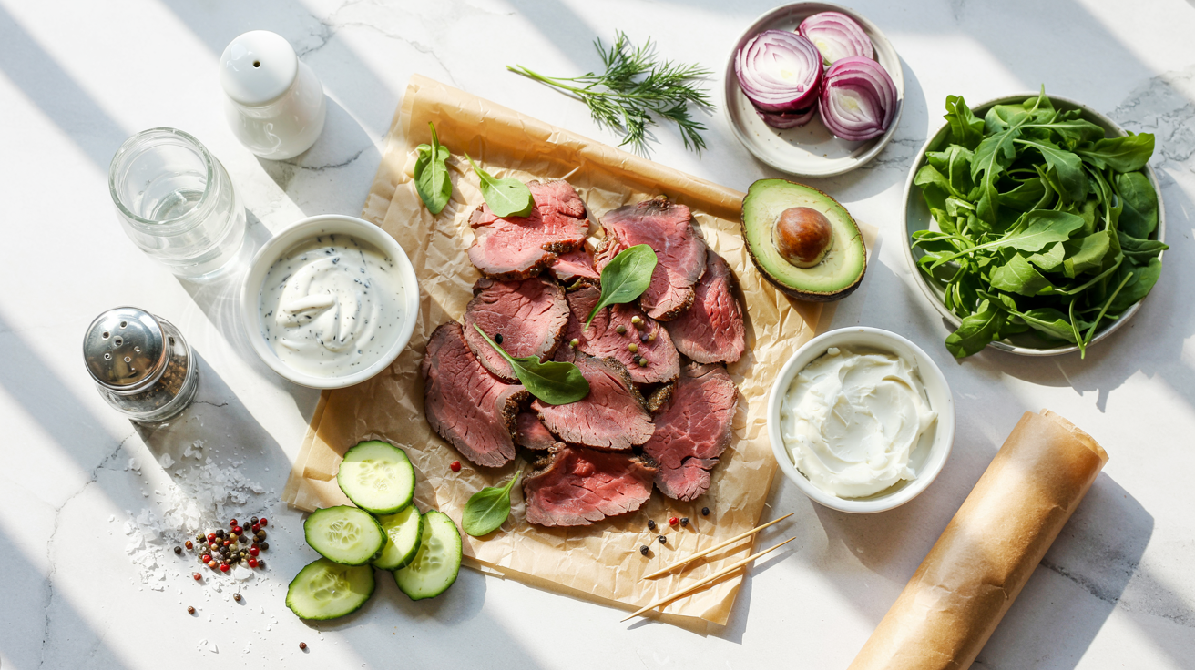 Keto Roast Beef Rolls with Zesty Horseradish Cream