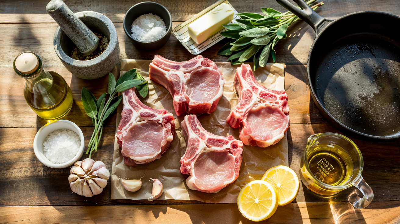 Keto Crispy Pan-Fried Pork Chops with Crackling and Sage Butter Sauce