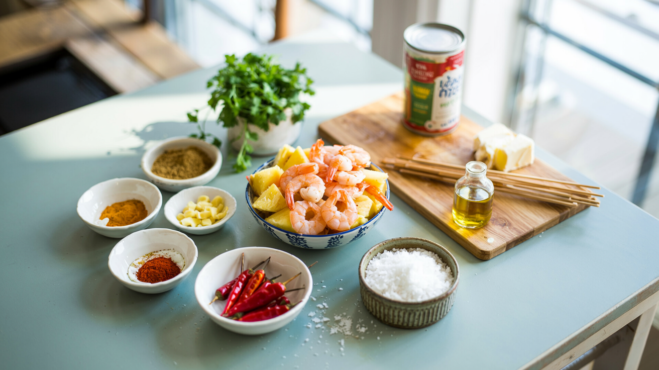 Keto Spicy Shrimp Skewers with Grilled Pineapple
