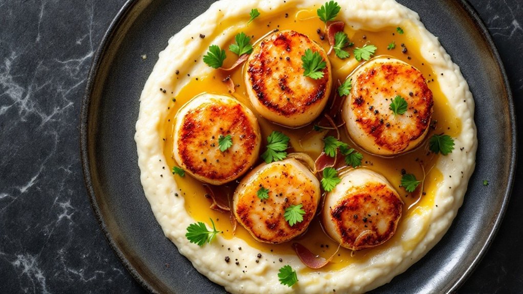 scallops grits prosciutto texture