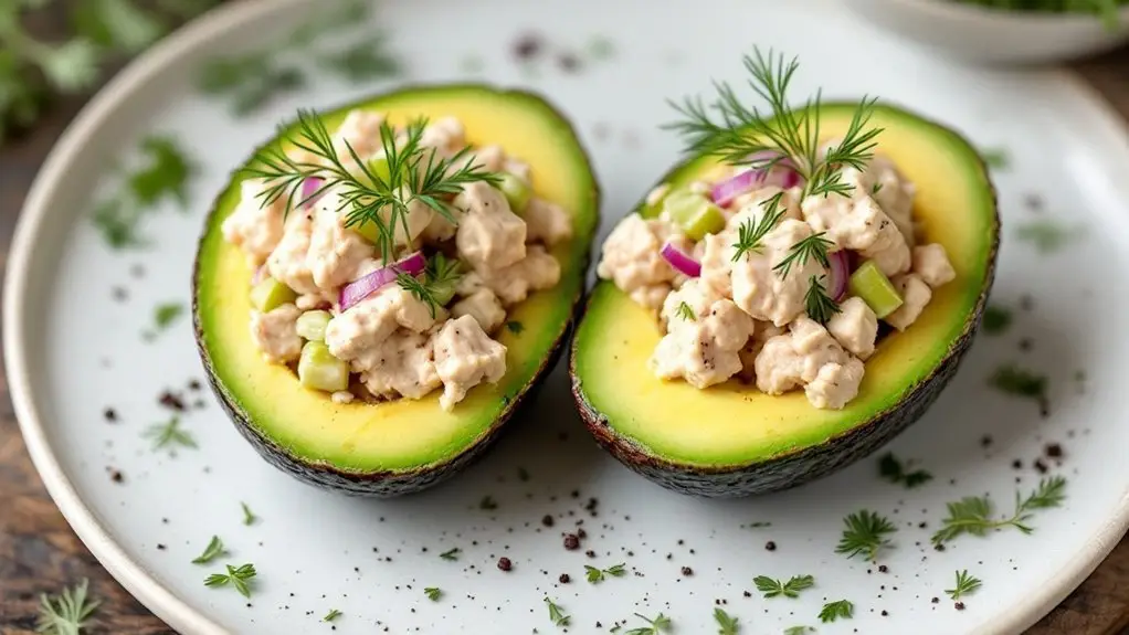 tuna salad filled avocados
