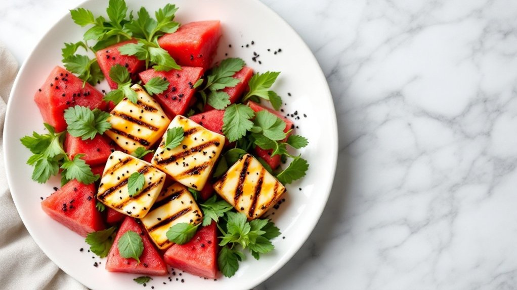 keto friendly watermelon halloumi salad