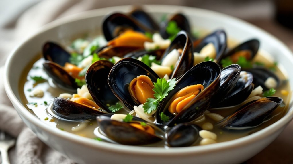 keto mussels with garlic