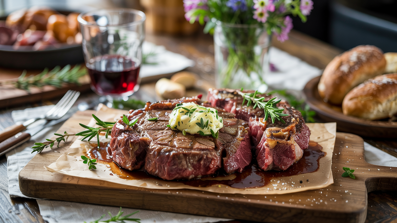 Keto Reverse-Seared Ribeye Steak with Herbaceous Garlic Butter