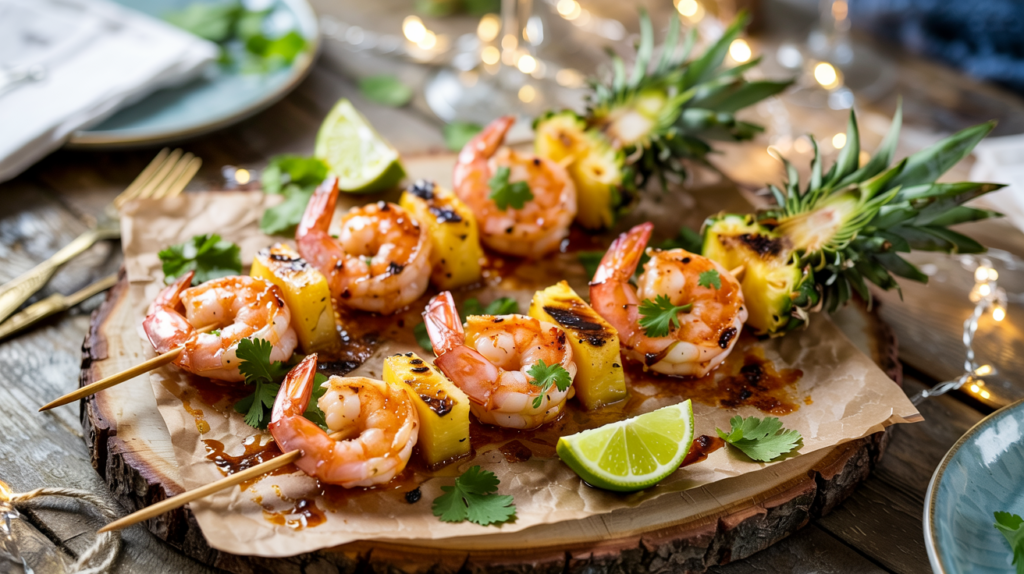 Keto Spicy Shrimp Skewers with Grilled Pineapple